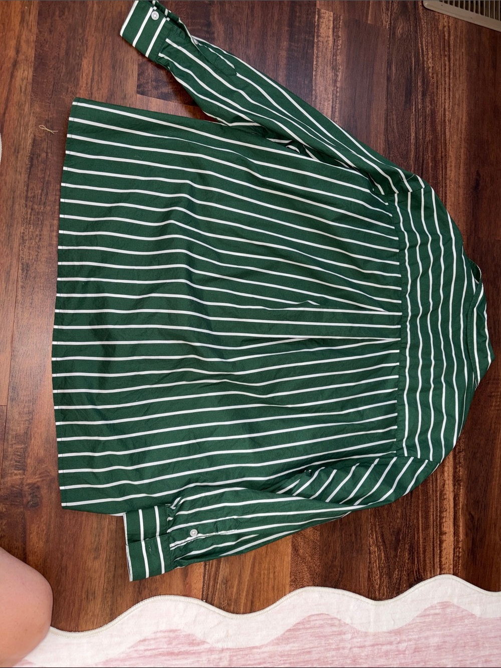 Aerie Oversized Green Stripe Button-Up Shirt - Picture 6 of 6